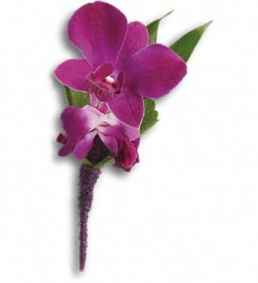 Perfect Purple Orchid Boutonniere